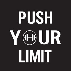 Push Your Limits Gym T-Shirt Design - Barbell, Lightning & Workout Motivation Graphic
