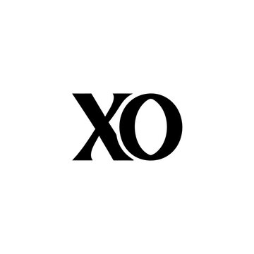 Letter combination xo displayed in black color font on transparent background silhouette