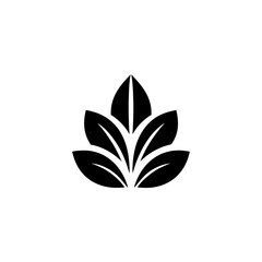 Stylized leaves arranged in a symmetrical design on transparent background silhouette