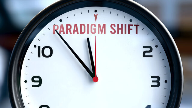 Paradigm Shift that is going to happen soon, it is imminent. Incoming paradigm shift, approaching in the near future. Paradigm Shift almost here. ,3d illustration