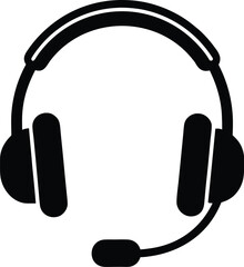 Headset with Mic Call Center Style Silhouette Vector Art Illustration