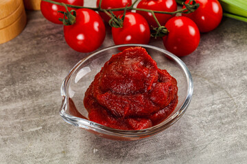 Red tomato paste in the bowl