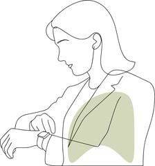 Woman checking smart watch wrist hand