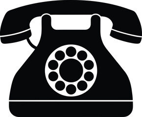 Rotary Phone Silhouette Vector Art Illustration