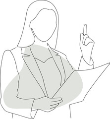 Woman in suit holding document pointing finger business