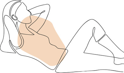 Woman listening to music relaxing headphones