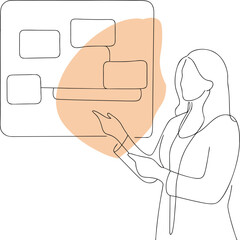 Woman pointing at flowchart diagram presentation planning