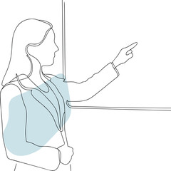 Woman pointing at presentation board business