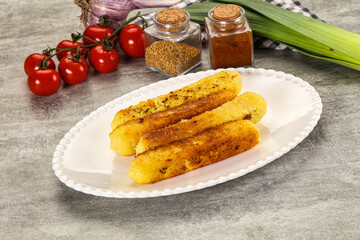Crispy breaded mozarella cheese sticks