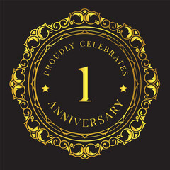 Elegant Luxury 1st Anniversary Vintage Gold Frame for Celebration