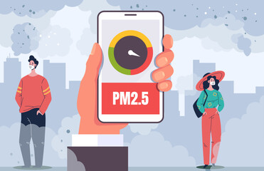 Air pollution city factory technology measurement concept. Vector graphic design illustration