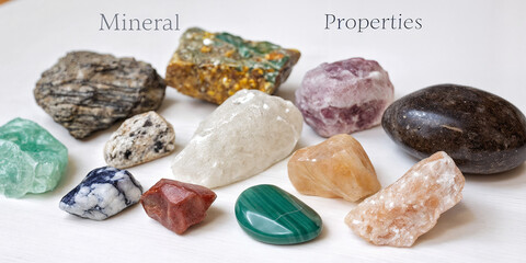minerals on a white background stones