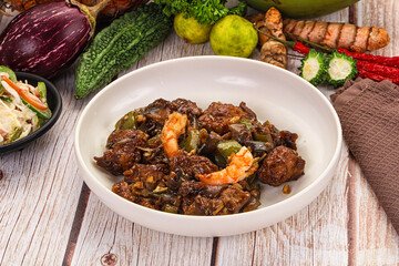 Manchirian breaded prawn with vegetables