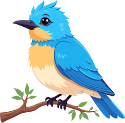 Obraz premium Bright blue songbird perched on a branch, symbolizing peace, springtime freshness, freedom and gentle connection with nature