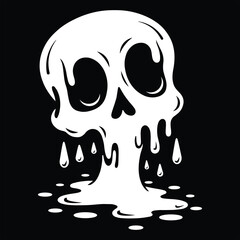 Melting Skull Illustration — Horror Dripping Skull Vector Design