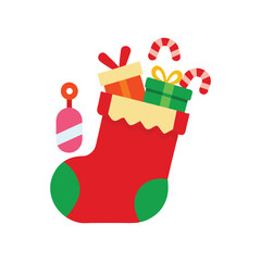Vector design of  christmas socks filled with gifts