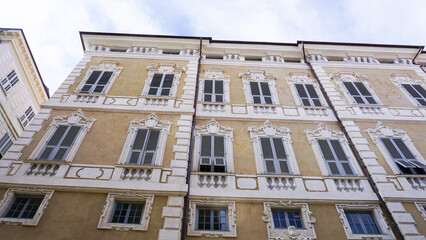 Sanremo, Italy - Facade of building at central street of Sanremo