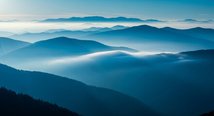 Misty Blue Mountain Layers | Ethereal Receding Landscape