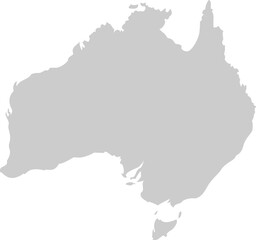 Gray vector world map illustration. Australia continent on transparent background. Showcasing a global perspective with clear outlines for educational and design purposes
