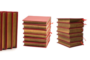 Old books isolated on white background.