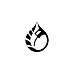 Fototapeta premium Black droplet with gas pump and leaf vector design on transparent background silhouette