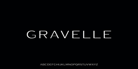 A vector illustration of a modern and elegant sans-serif style alphabet font with sleek, proportional, and clean letterforms. The design exudes a professional, minimalist, and luxurious feel.