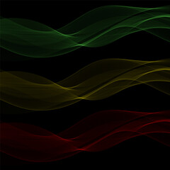 A set of abstract waves. Vector lines eps10 Set of abstract colored waves on a black background. eps 10