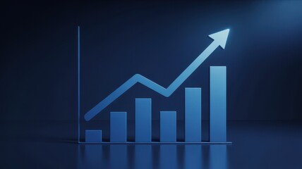 Fototapeta premium Business chart with arrow pointing up, financial growth and success