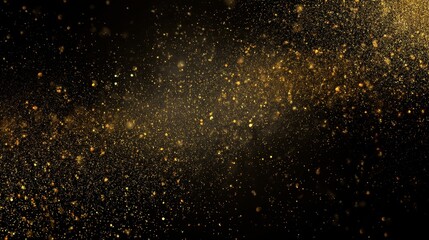 Obraz premium A stunning golden sparkle background with shimmering particles on a dark backdrop, creating a sense of elegance and creativity. Ideal for design.