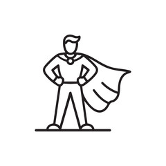 Superhero Icon Standing Confident with Cape Vector Illustration
