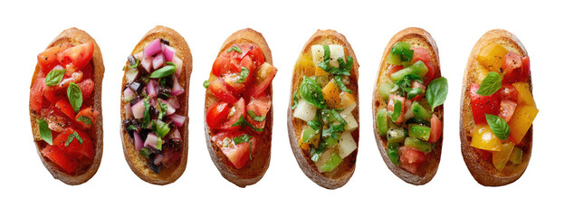 Assorted Bruschetta Toppings on Toasted Bread