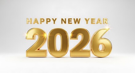 Golden balloons form happy new year 2026 celebration greeting