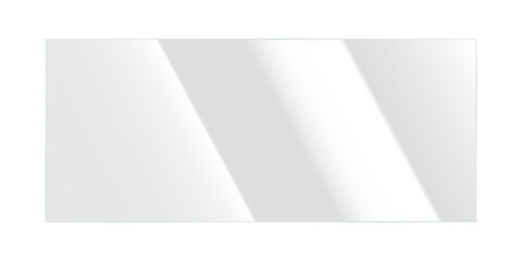 Realistic transparent glass plate panel texture with shiny glossy light glare reflective surface effect overlay on isolated background rectangle gradient window