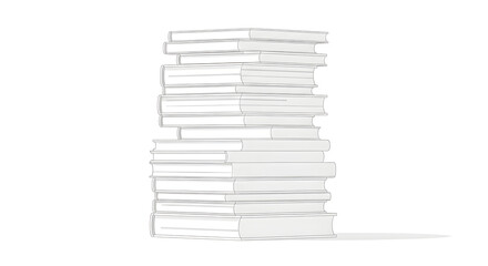 Stack of blank white books on a white background Keywords: book, stack, books, reading, library