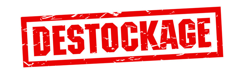 Destockage on red stamp