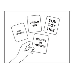 Hand Holding Motivational Quote Cards vector illustration