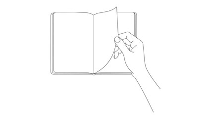 Hand Turning Page of Open Notebook vector illustration