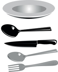 kitchen utensils on a white