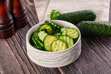 Fresh green ripe cucumber slices