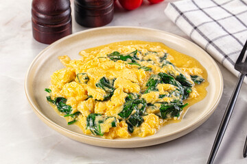 Omelette with spinach for breakfast