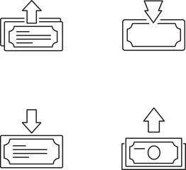 Money inflow and outflow simple line art icons collection