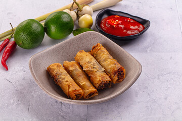 Stuffed Vietnamese Nem roll with meat