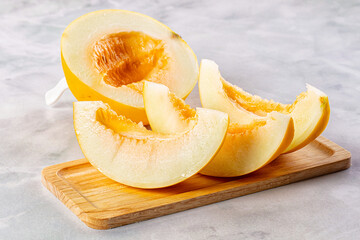 Ripe sweet juicy melon with slices