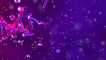 Disintegrating DNA Helix in Cosmic Purple Glow. DNA strand processing with binary coding, scientific data animation in progress. DNA sequencing, looped seamless video. - Powered by Adobe