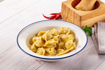 Tasty Russian dumplings with meat