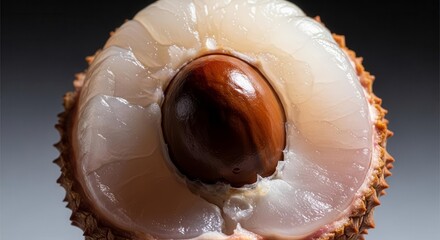 Fresh Lychee: Detailed Macro Image Showcasing The Texture And Internal Structure