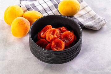 Dry sweet ripe apricots heap