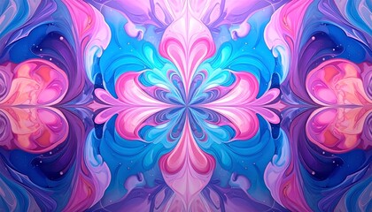 Symmetric Abstract Bright Liquid Ornament Background