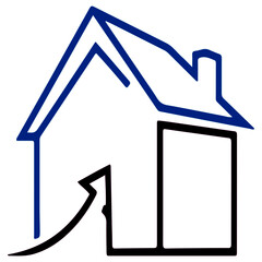 Minimalist House Icon with Arrow - Home Real Estate Vector Logo