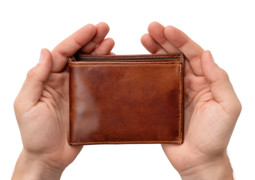 Close-up of hands holding a brown leather wallet (1)